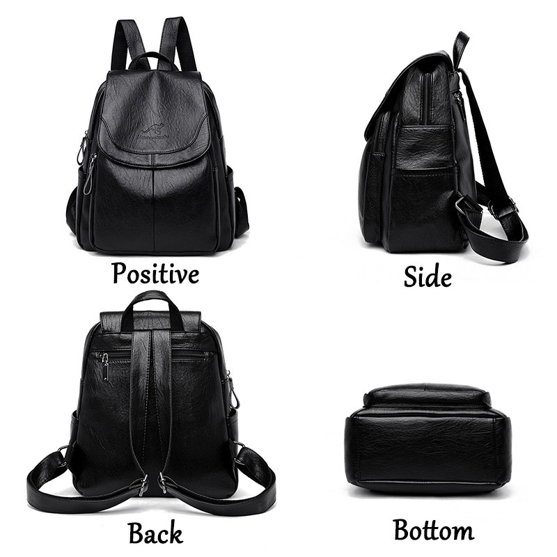 Leather Work Backpack - Vintage Soft Leather Backpack for Women
