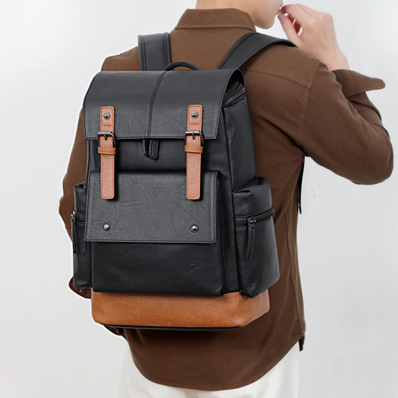 Leather Work Backpack - New Vintage Men's Leather Backpack Large