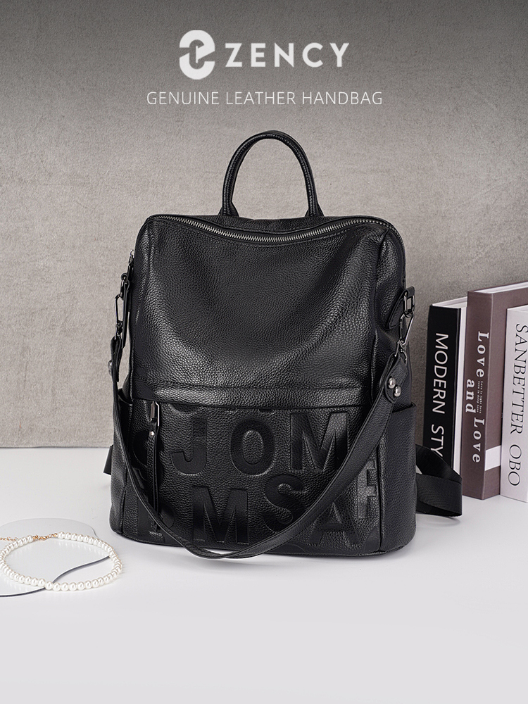 Leather Work Backpack - Zency Premium Genuine Leather Letter Backpack