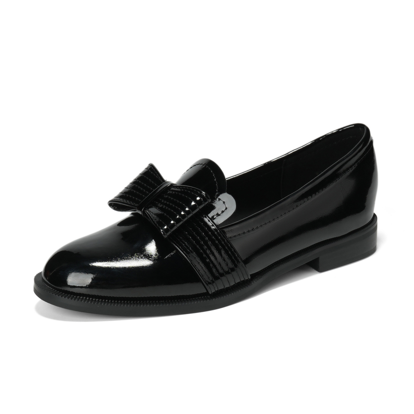 Leather Work Flats Women - Women's Patent Leather Bowknot Chunky Heel