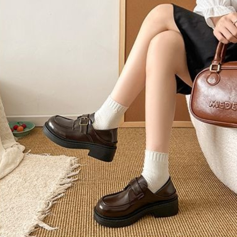 Brown British Style Leather Sh - огляд і ціна Leather Work Flats Women
