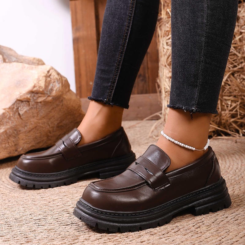 Women's Brown Leather Loafers  - огляд і ціна Leather Work Flats Women