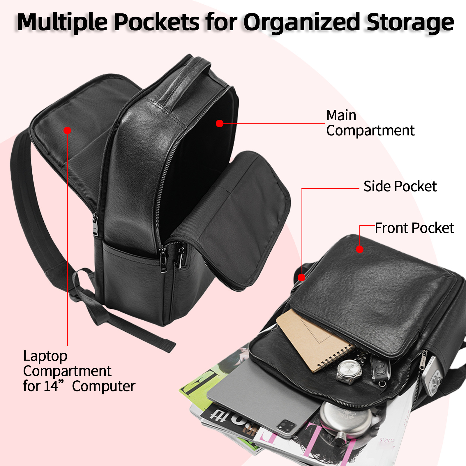 Black Genuine Leather Backpack - огляд і ціна Leather Work Rucksack Mens