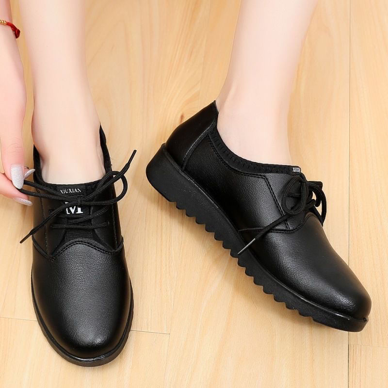Solid Black Oxford Shoes Woman - огляд і ціна Leather Work Flats Women