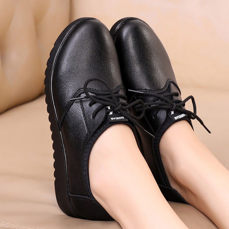 Solid Black Oxford Shoes Woman - огляд і ціна Leather Work Flats Women