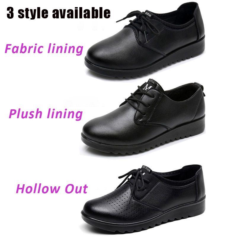 Solid Black Oxford Shoes Woman - огляд і ціна Leather Work Flats Women