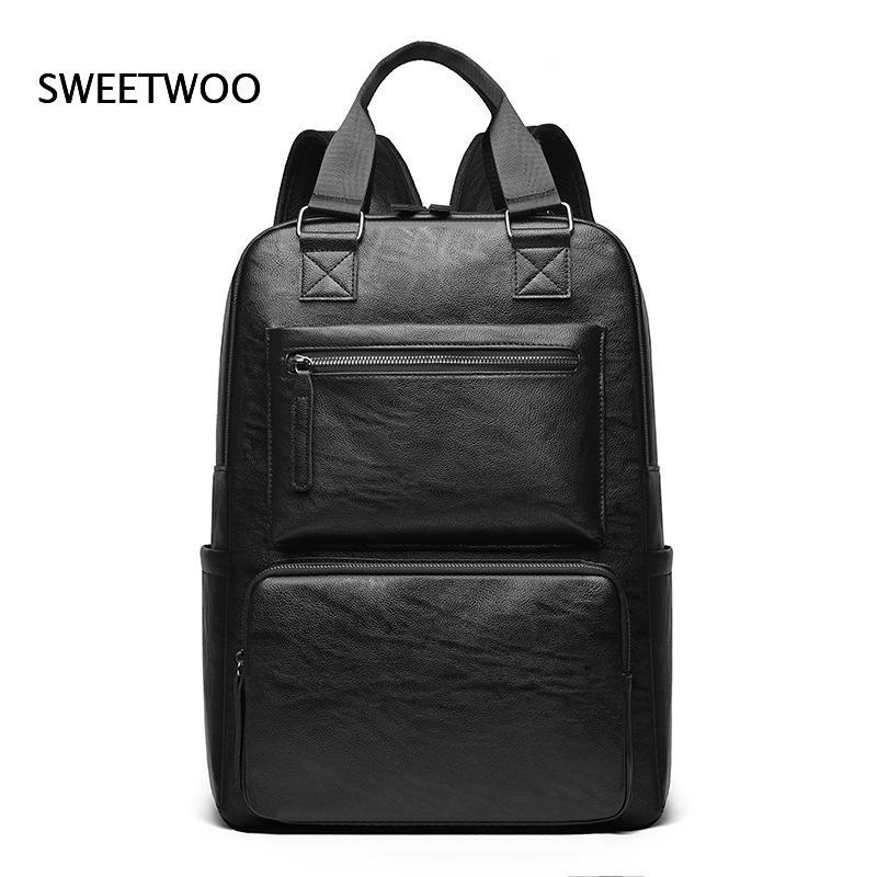 Men Faux Leather Laptop Backpa - огляд і ціна Leather Work Rucksack Mens