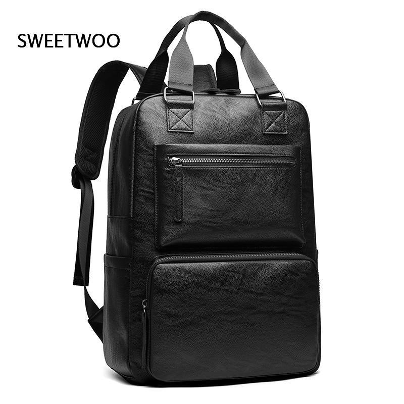 Men Faux Leather Laptop Backpa - огляд і ціна Leather Work Rucksack Mens