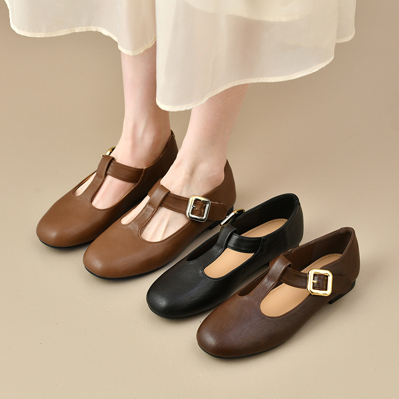 Women's T-Strap Mary Jane Flat - огляд і ціна Leather Work Flats Women