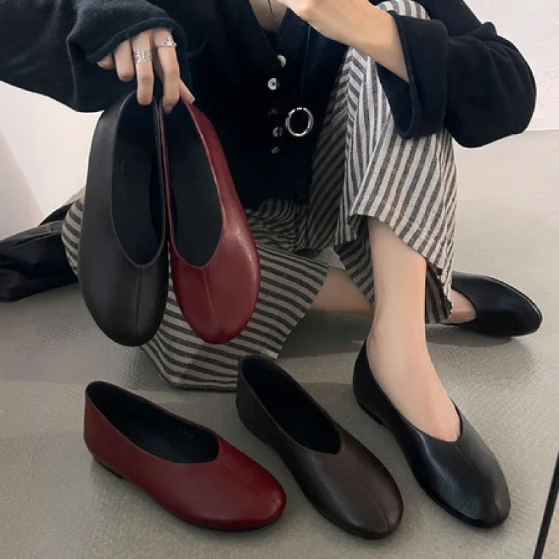 2026 Spring New Women's Burgun - огляд і ціна Leather Work Flats Women