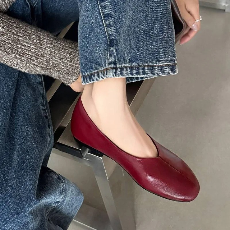 2026 Spring New Women's Burgun - огляд і ціна Leather Work Flats Women