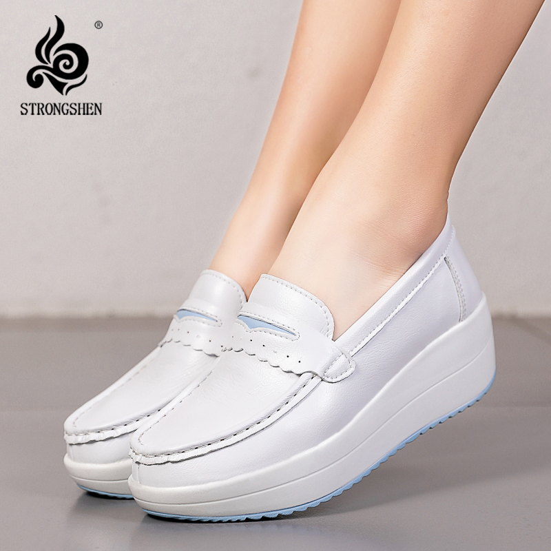 STRONGSHEN Women Platform Wedg - огляд і ціна Leather Work Flats Women